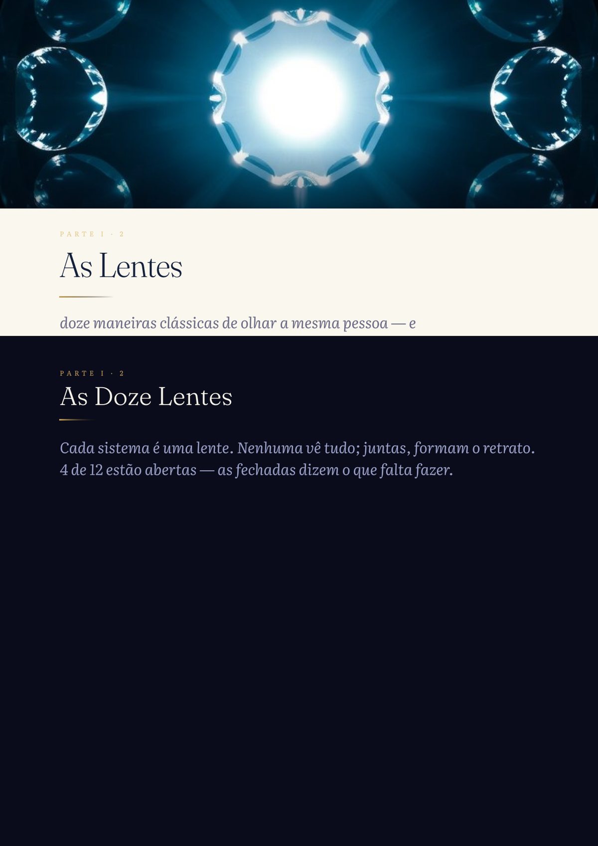 The Lenses: each system in a card, what it measures and what it says